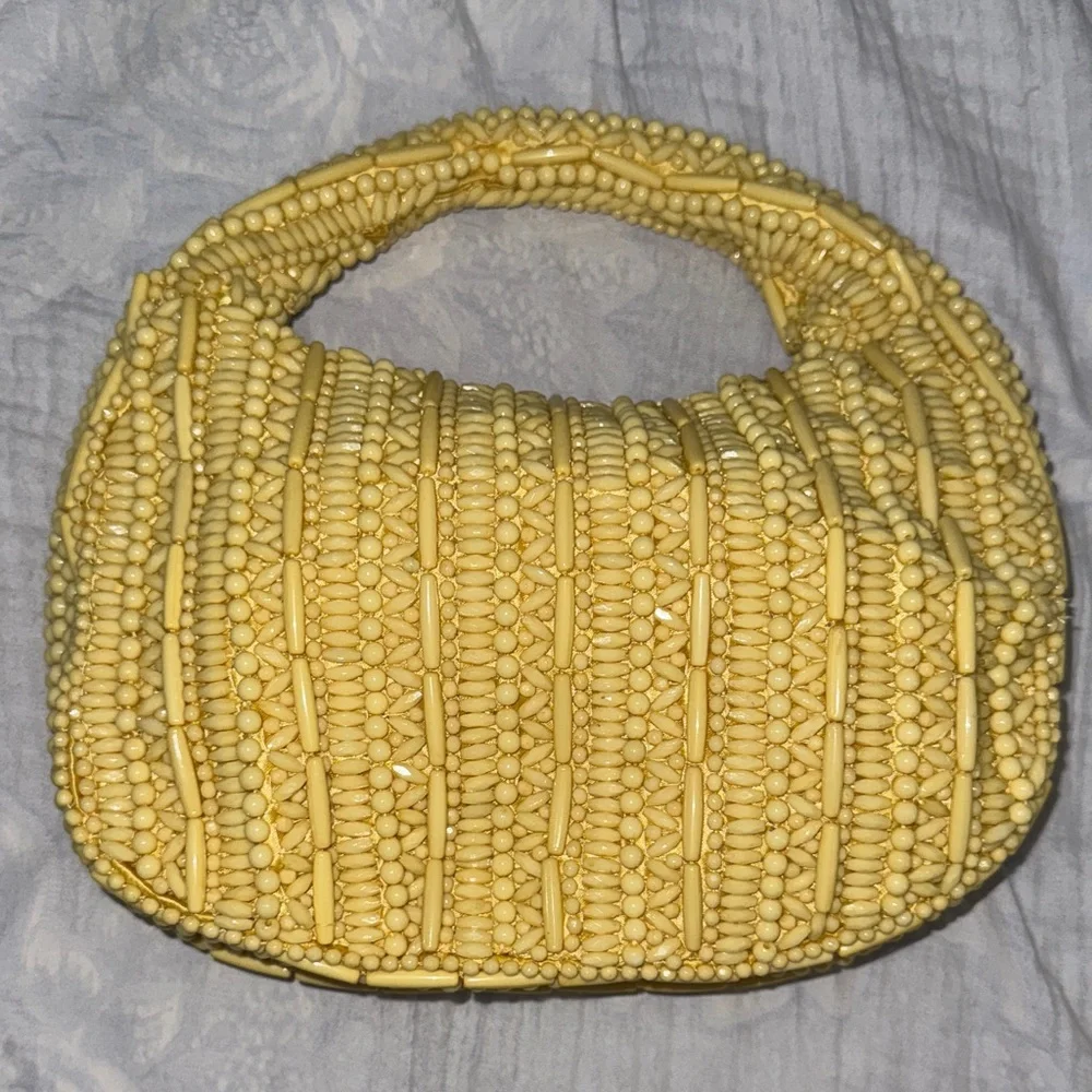 Yellow Beaded Women's Bag - Picture 2 of 2